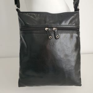 Black Vegan Leather Messenger Bag